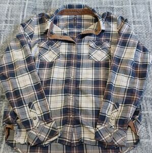 Kuhl Womens Tess Flannel Long Sleeve Shirt Snap Button Sz L Corduroy Cuffs Gorpc